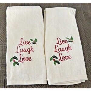 St. Nicholas Square Ivory Christmas Hand Towels for Bath Powder Room (Set of 2)